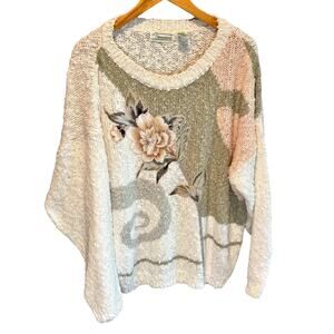 Vintage Extra Shenanigans Chunky Knit Floral Applique Sweater - size 24
